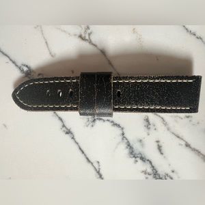 Black distressed leather Panerai watch strap. Fits Luminor 44mm.